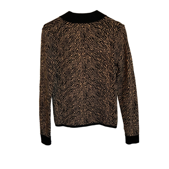 Studio G Signature Cardigan Sweater Black Tan Zebra Print Size S - Picture 2 of 3